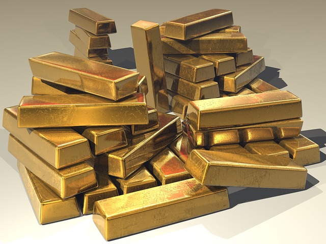 Gold bars and coins